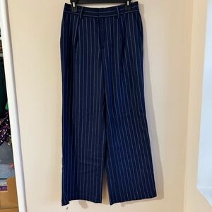 Lands' End Women's Navy Blue Striped Wide Leg Pants Sz 6